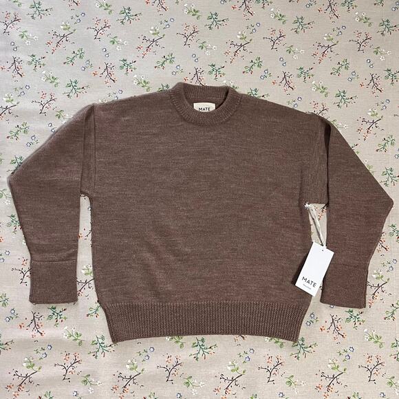 MATE The Label Merino Soft Perfect Crew Neck Mink Brown Sz XS Merino Wool Alpaca - Picture 3 of 6